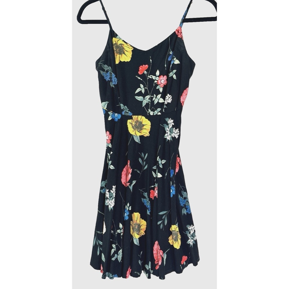 Old Navy Women Small Cami Dress Floral Black Swing Mini Cottage Fairy Whimsigoth